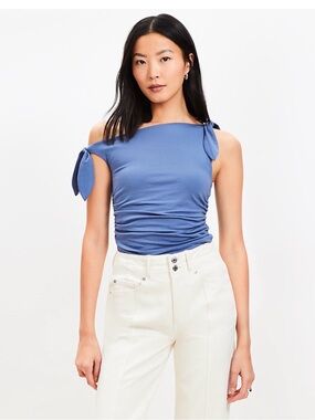 LOFT Bow Tie Shirred Shirt